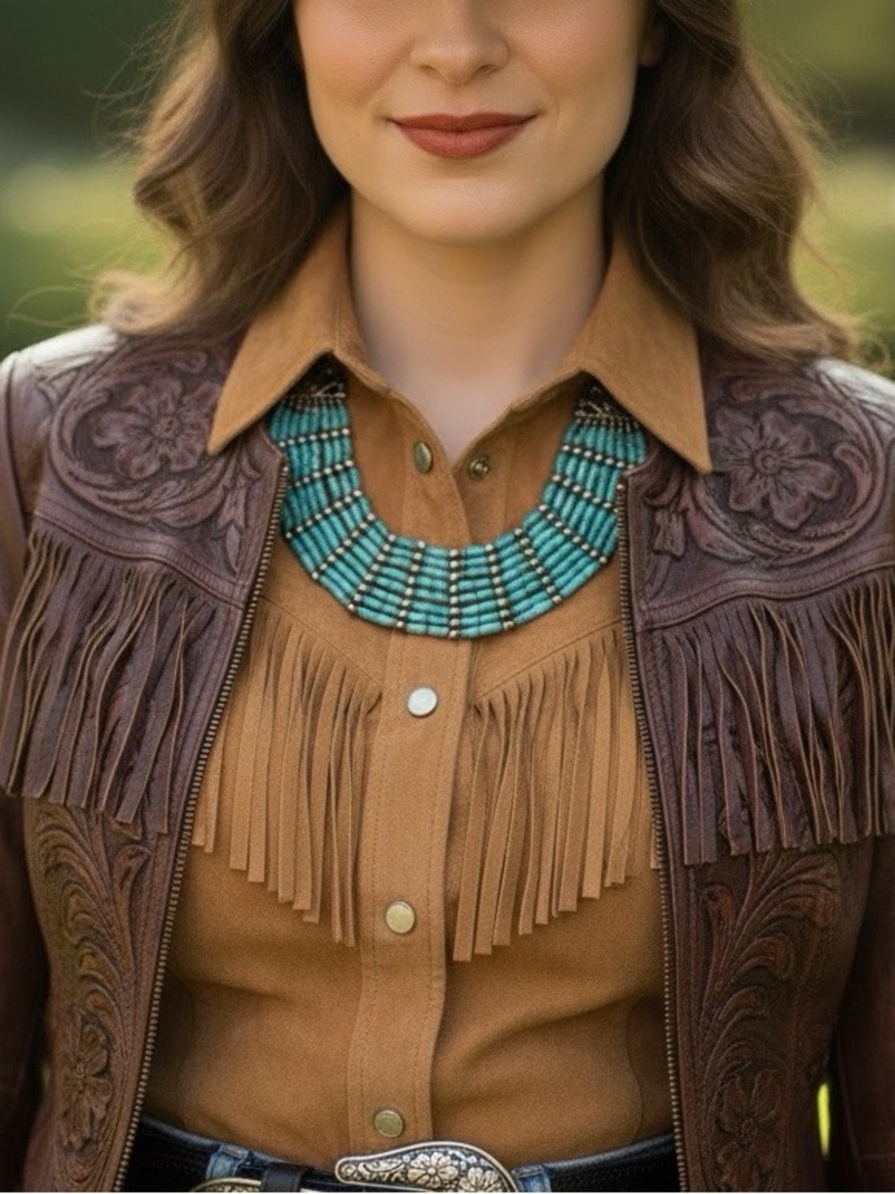 Lucky Brand Turquoise Bead Multi-Row Beaded Statement Necklace